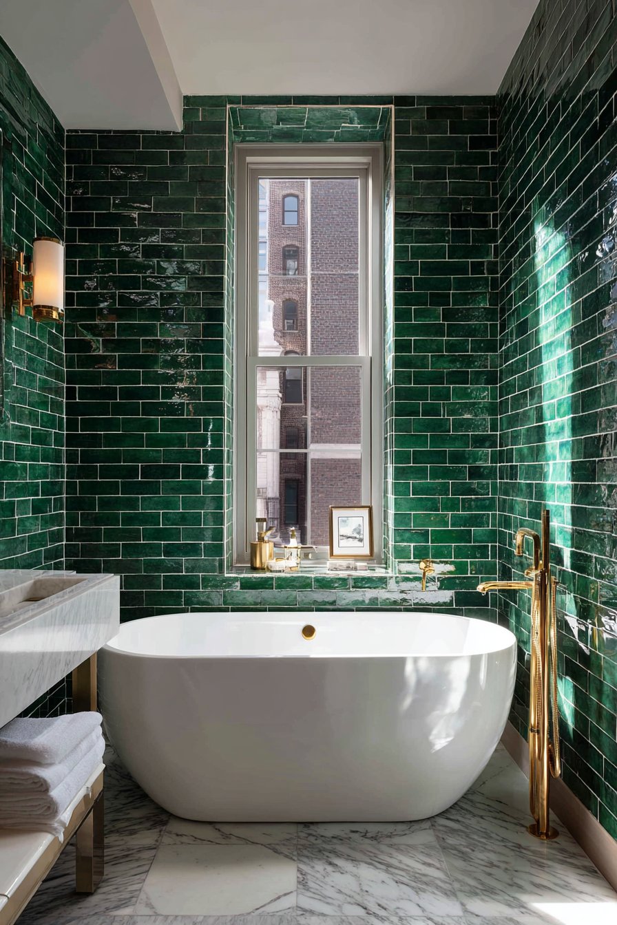 Emerald Elegance with Freestanding Luxury