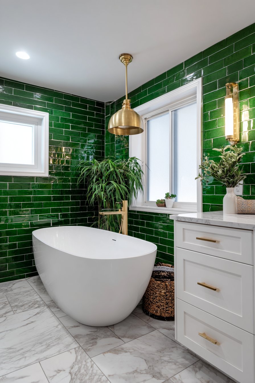 Emerald Elegance with Freestanding Luxury