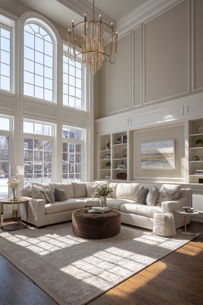 Double-Height Elegance with Floor-to-Ceiling Windows