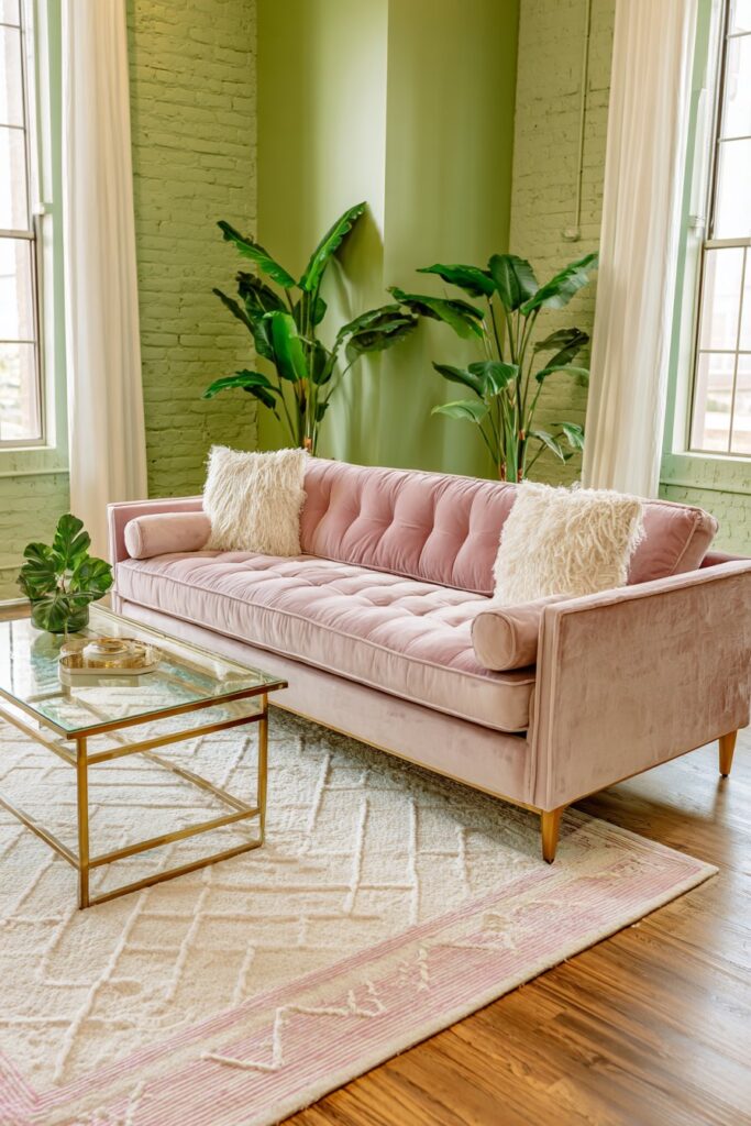 Blush Velvet Elegance with Sage Green Serenity