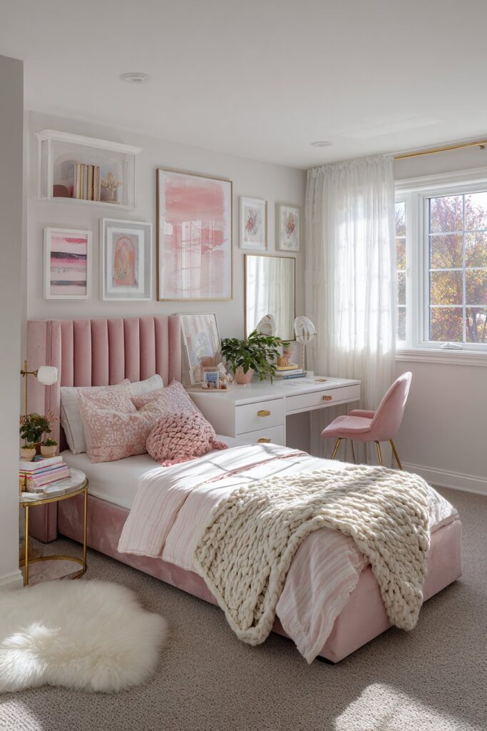 Sophisticated Blush Pink Retreat with Velvet Elegance