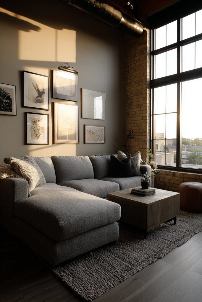 Modern Gallery-Inspired Living Room with Adjustable Track Lighting