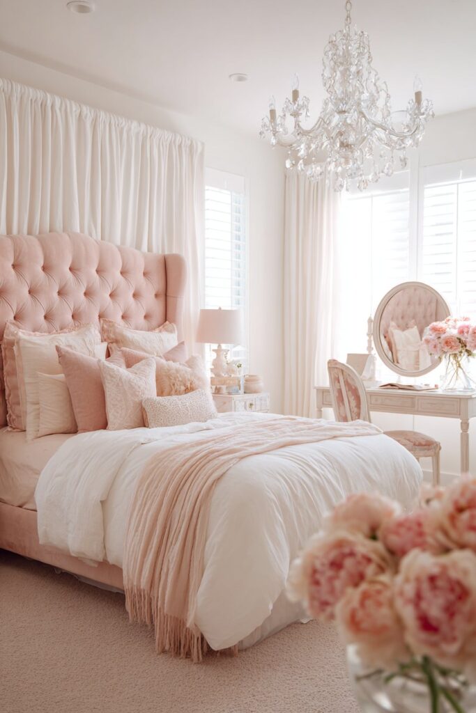Romantic Tufted Headboard Bedroom Sanctuary