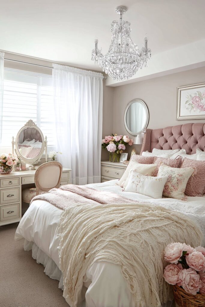 Romantic Tufted Headboard Bedroom Sanctuary