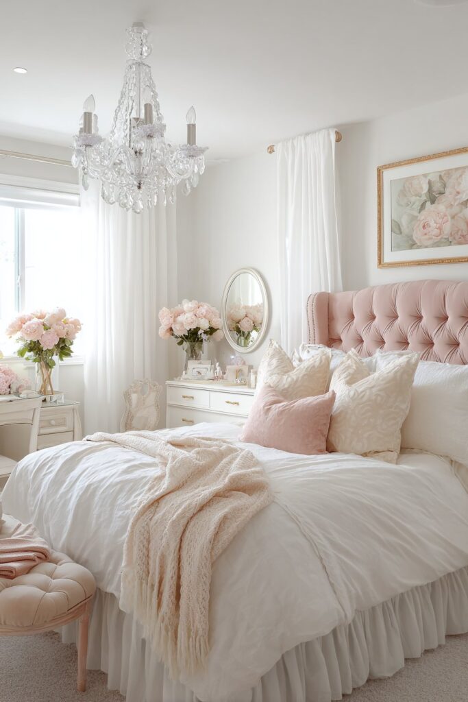 Romantic Tufted Headboard Bedroom Sanctuary
