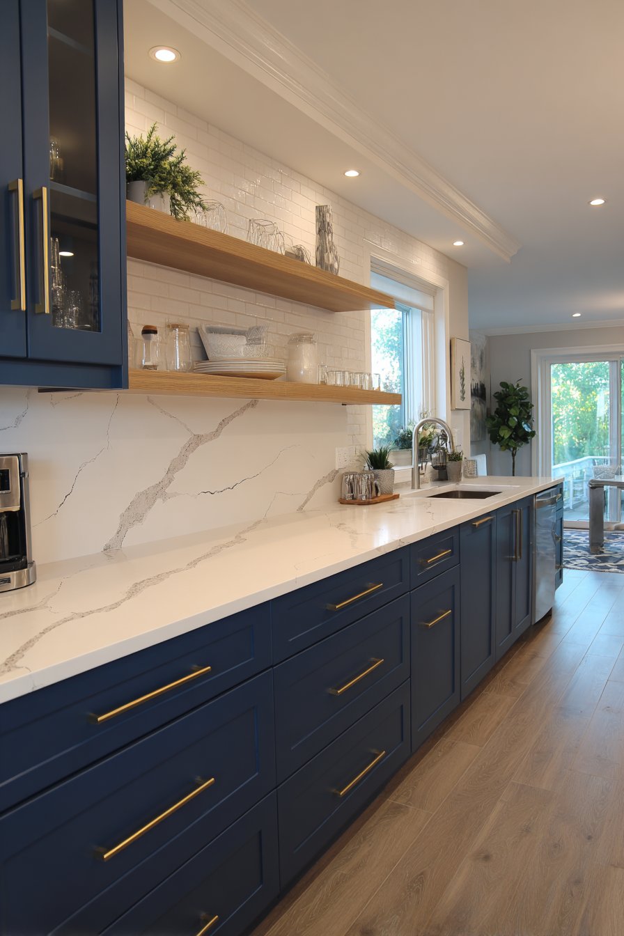 Modern Elegance with Shaker-Style Navy Blue Kitchen Cabinets