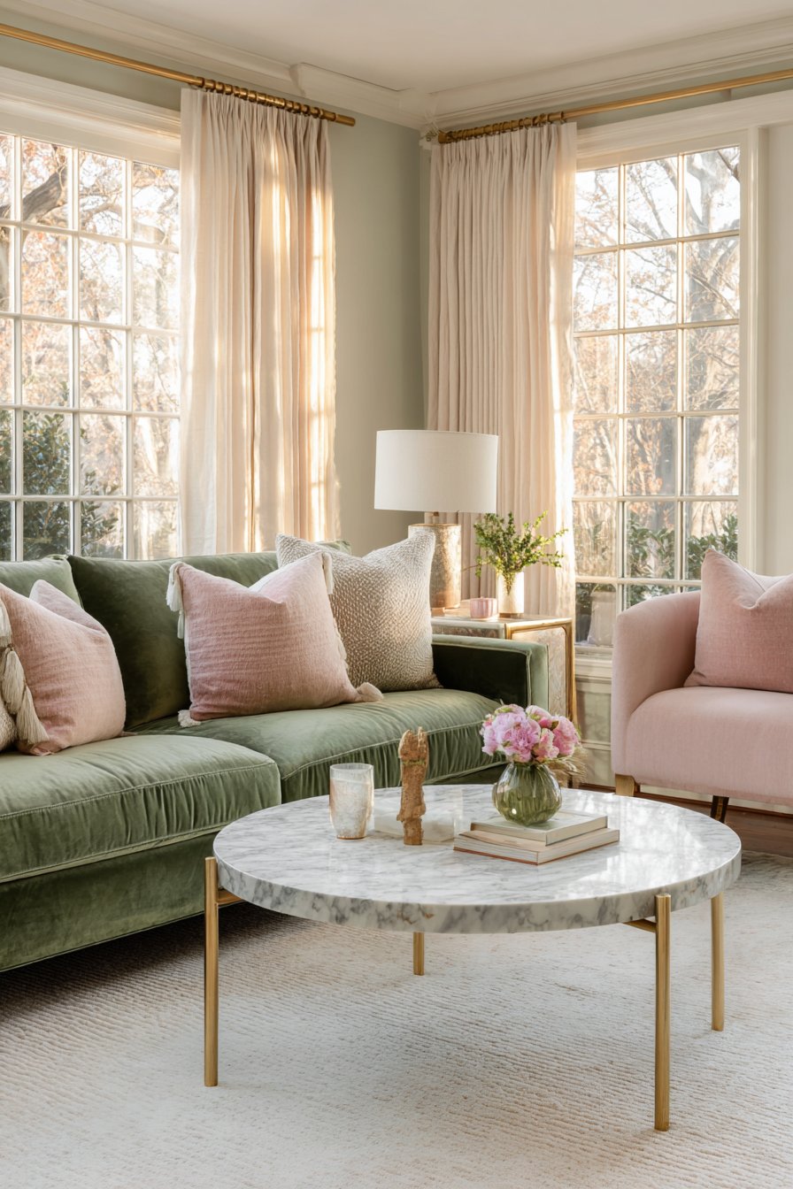 Luxurious Velvet and Marble Elegance