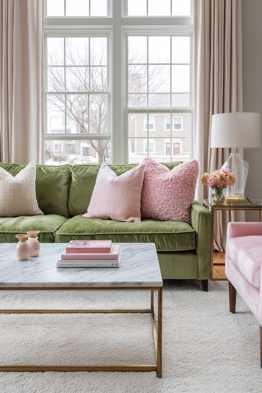 Luxurious Velvet and Marble Elegance