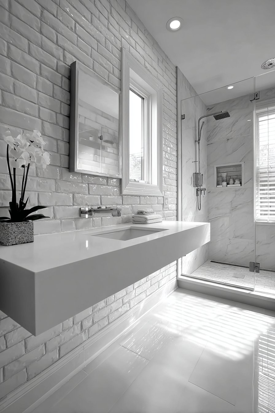 Contemporary Floating Vanity with Chrome Accents