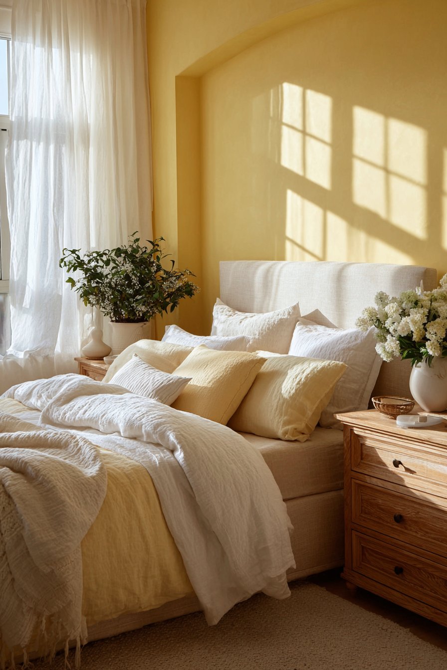 Soft Butter-Yellow Serenity with Natural Textures