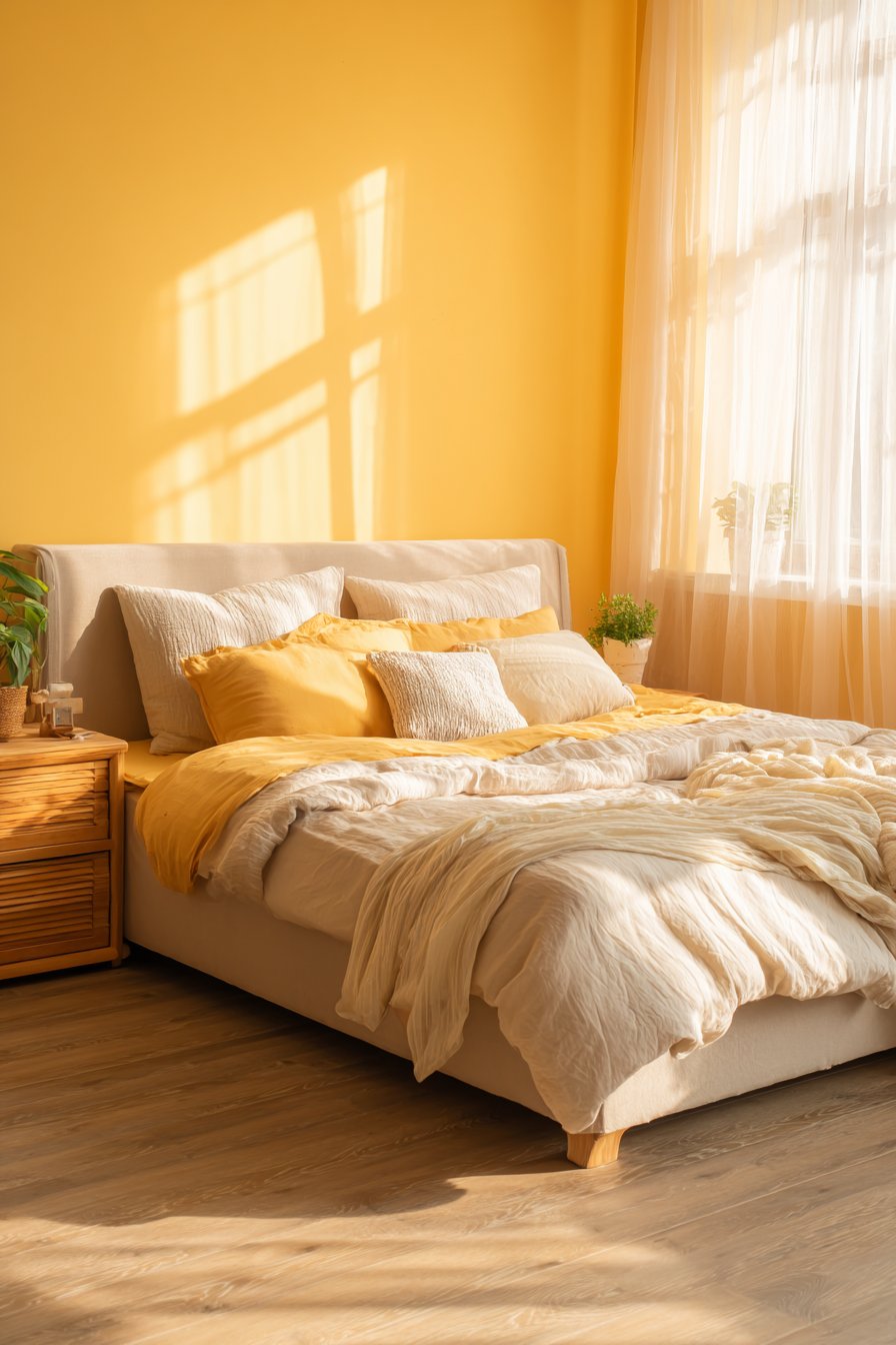 Soft Butter-Yellow Serenity with Natural Textures