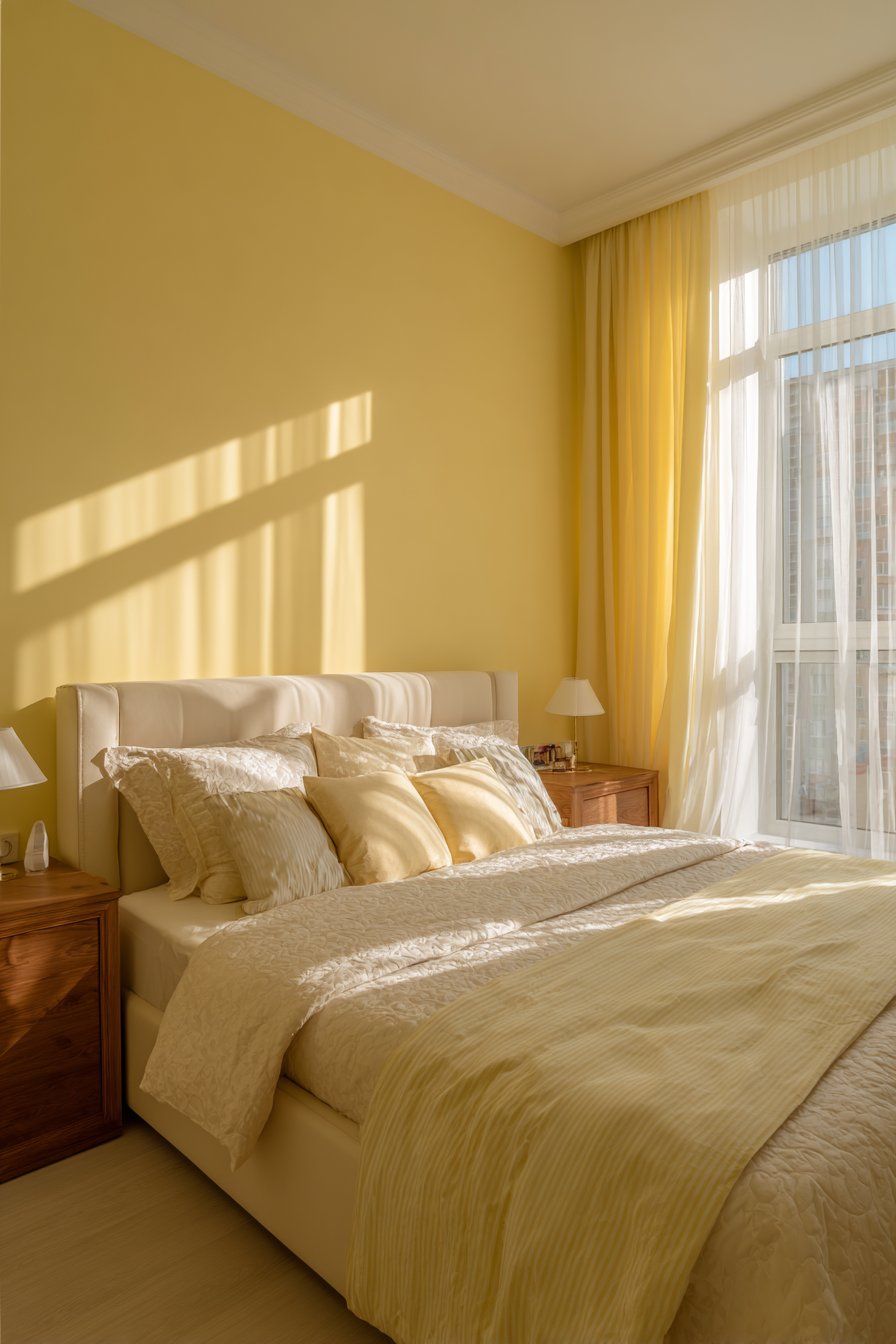 Soft Butter-Yellow Serenity with Natural Textures