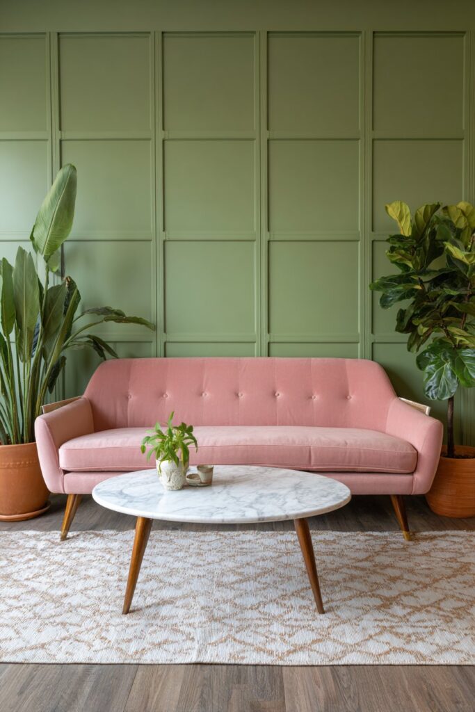 Mid-Century Modern with Pistachio and Rose Pink