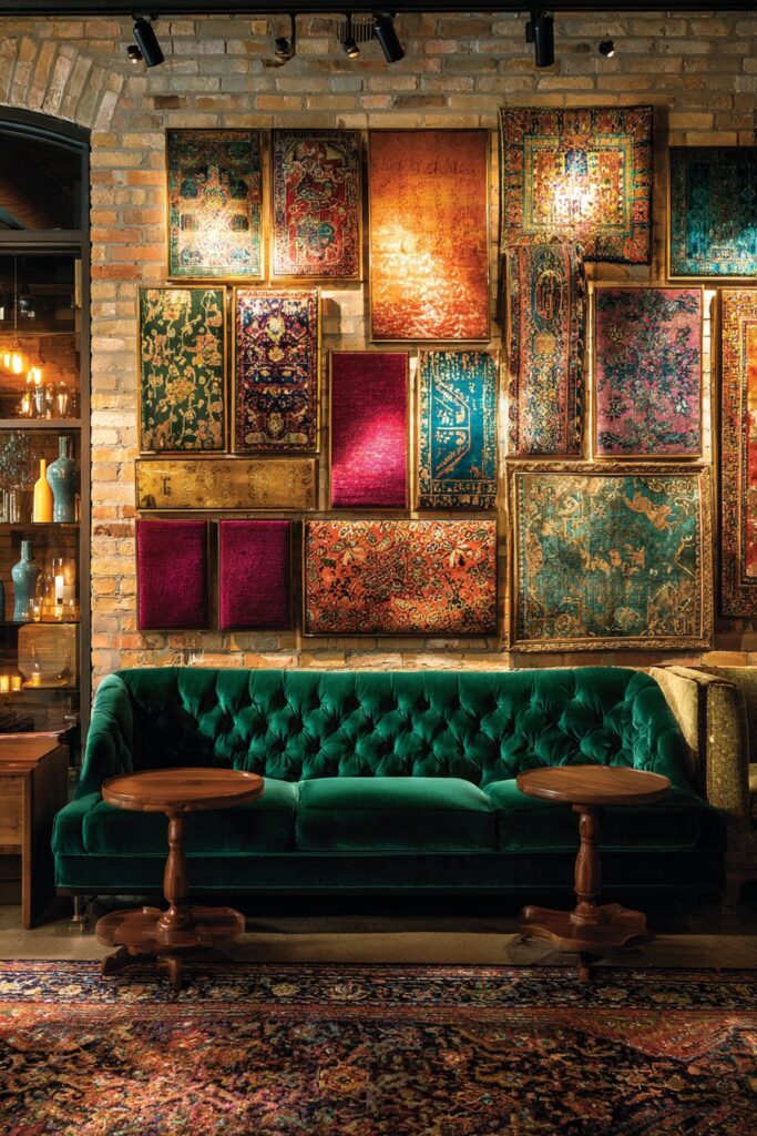 Eclectic Living Room with Warm-Toned Track Lighting