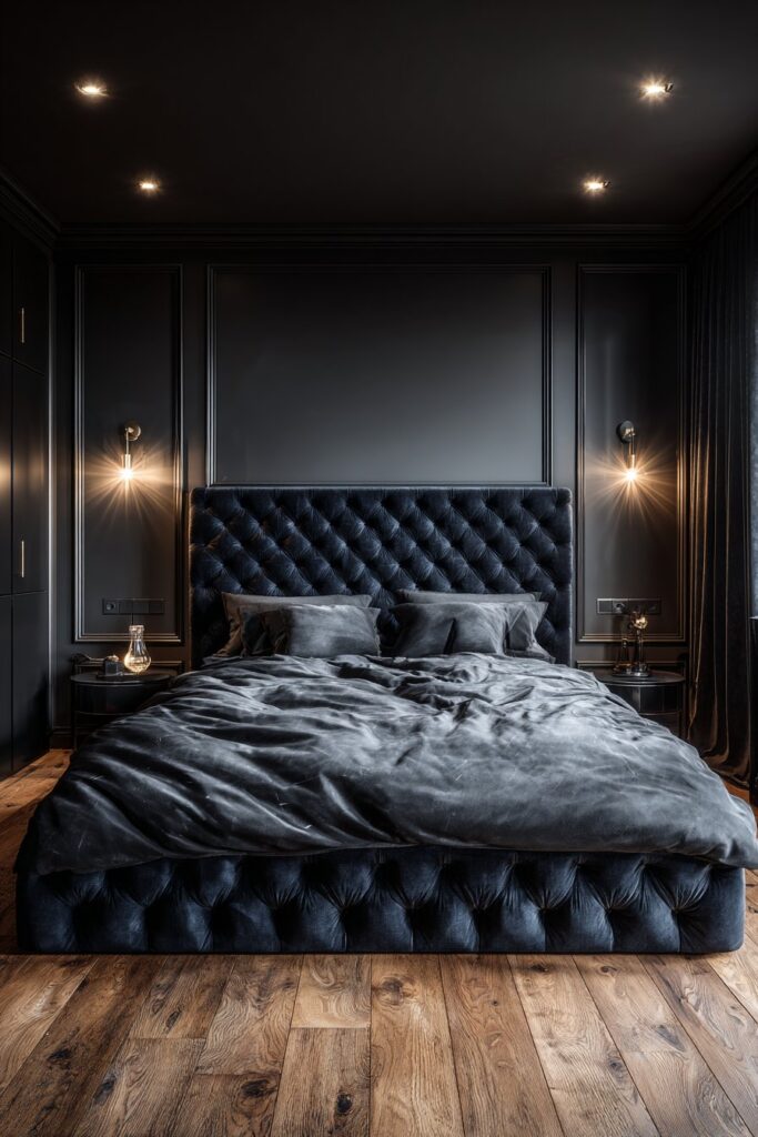 Midnight Blue Velvet Accent Wall Retreat
