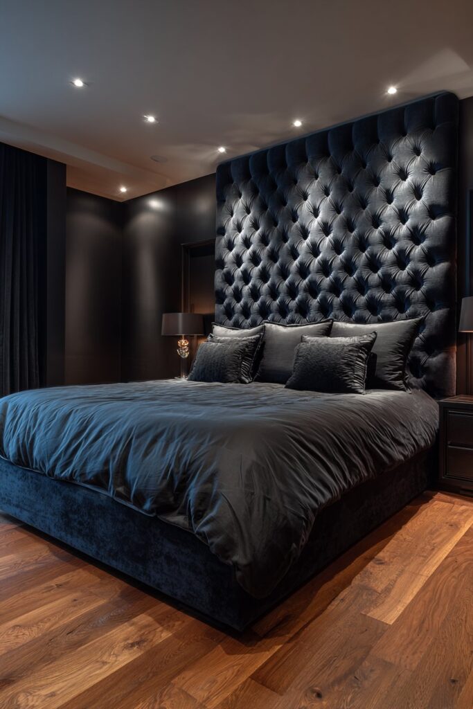 Midnight Blue Velvet Accent Wall Retreat