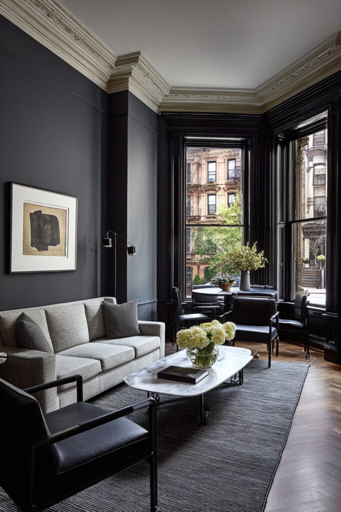 Modern Elegance with Black Accent Wall Drama