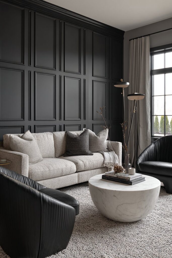 Modern Elegance with Black Accent Wall Drama