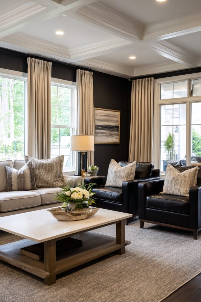 Modern Elegance with Black Accent Wall Drama