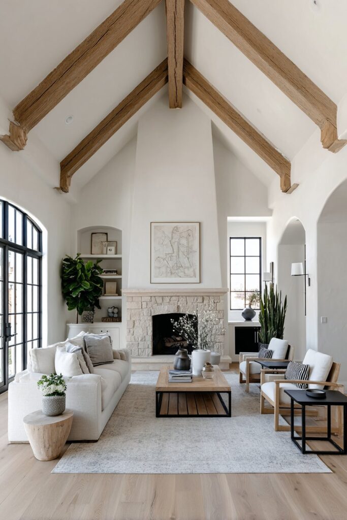 Modern Farmhouse with Exposed Wooden Beams