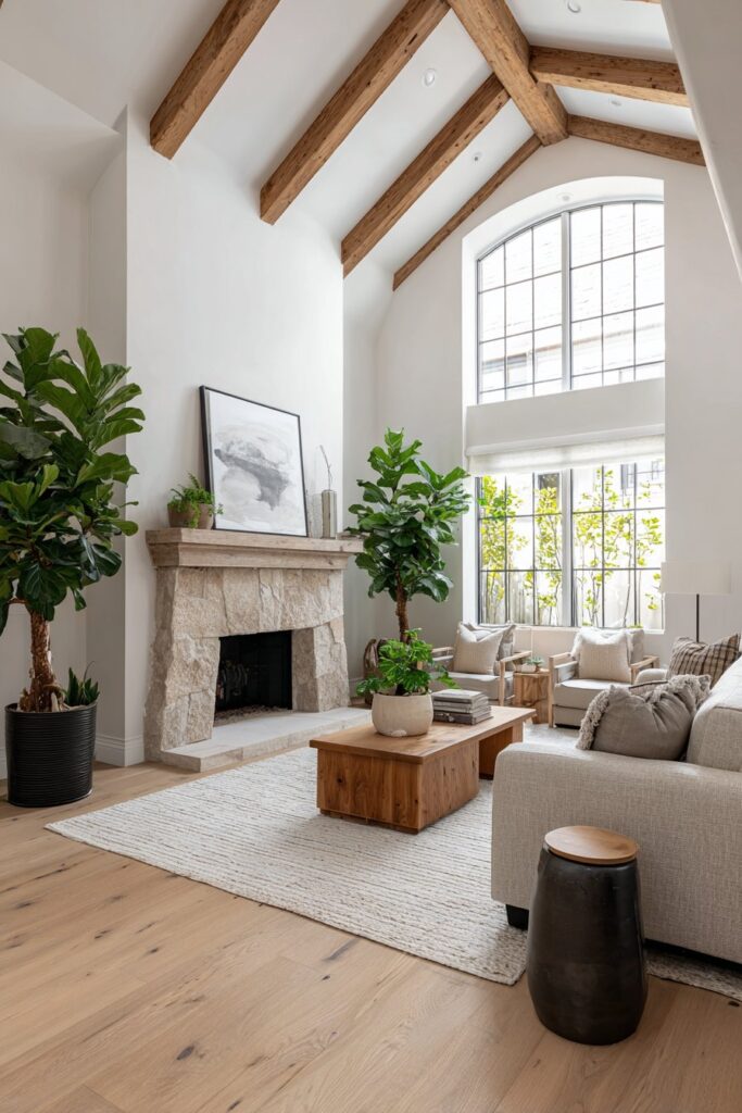 Modern Farmhouse with Exposed Wooden Beams