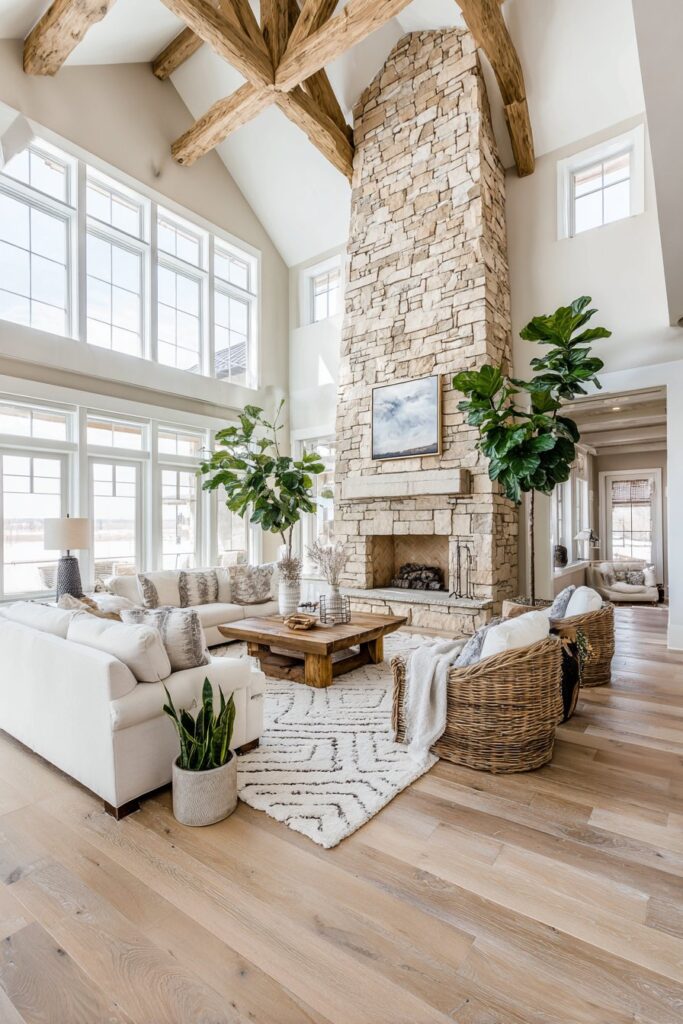 Modern Farmhouse with Exposed Wooden Beams