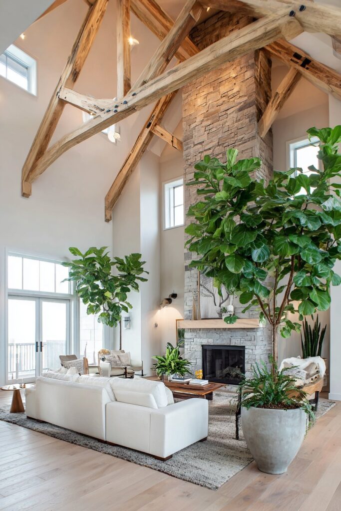 Modern Farmhouse with Exposed Wooden Beams