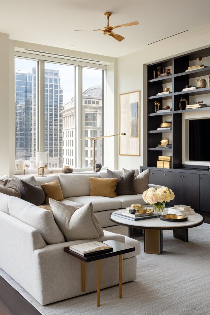 Neutral Beige Sectional with Smart Storage Solutions