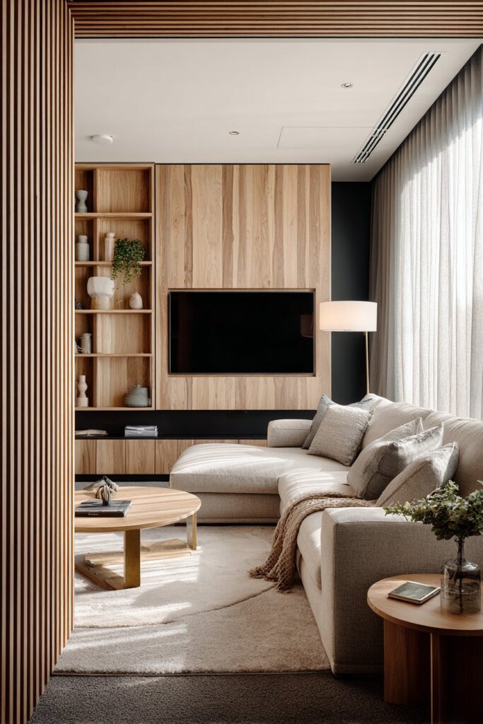 Neutral Beige Sectional with Smart Storage Solutions