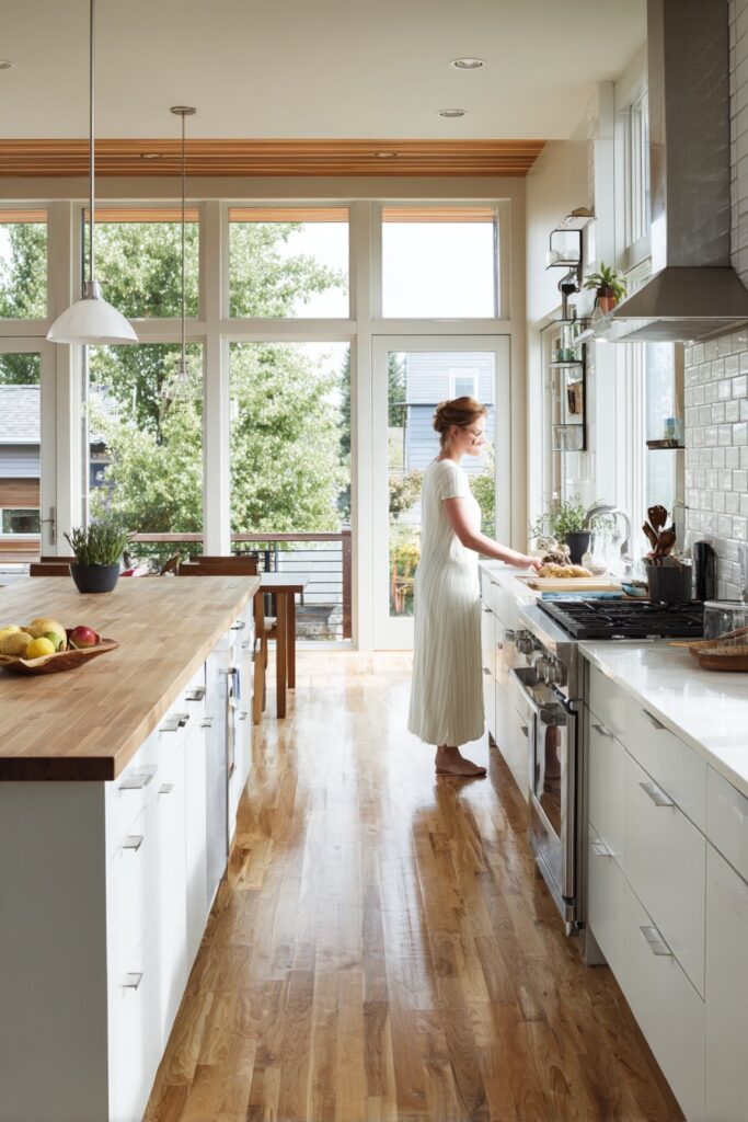 Modern Grey Kitchen with Rolling Island Innovation