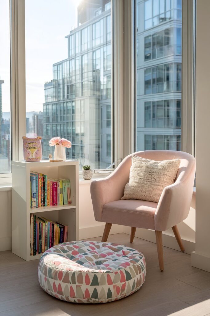 Sunlit Reading Nook with Thoughtful Book Storage