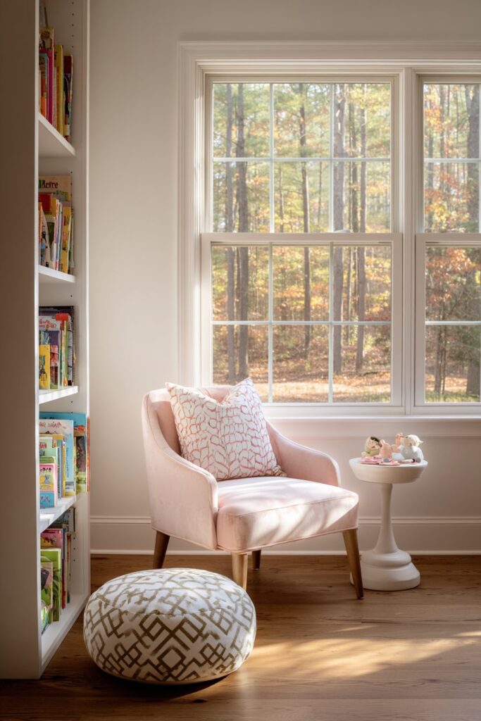 Sunlit Reading Nook with Thoughtful Book Storage