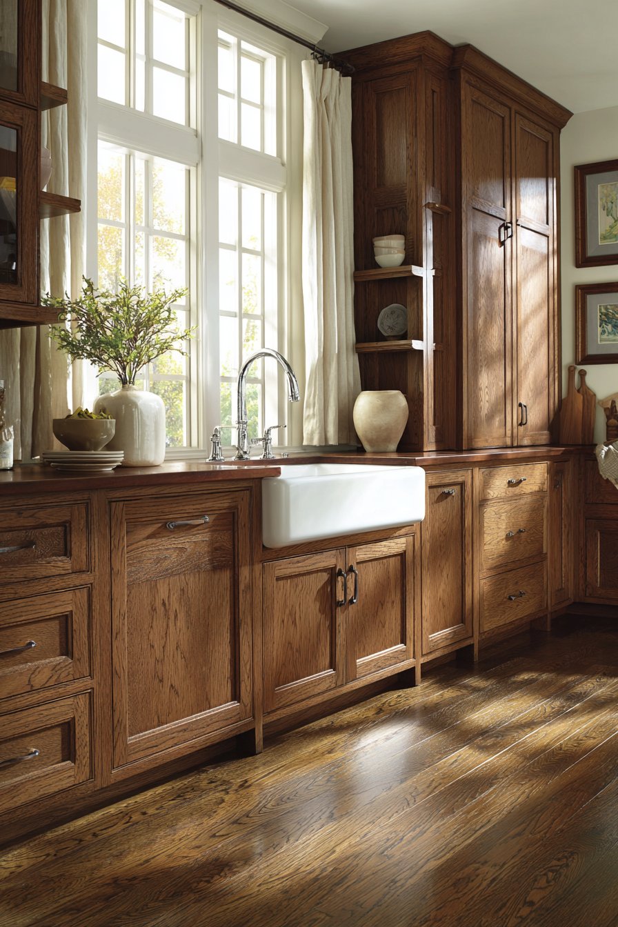 Medium Oak Kitchen with Stainless Steel Sophistication