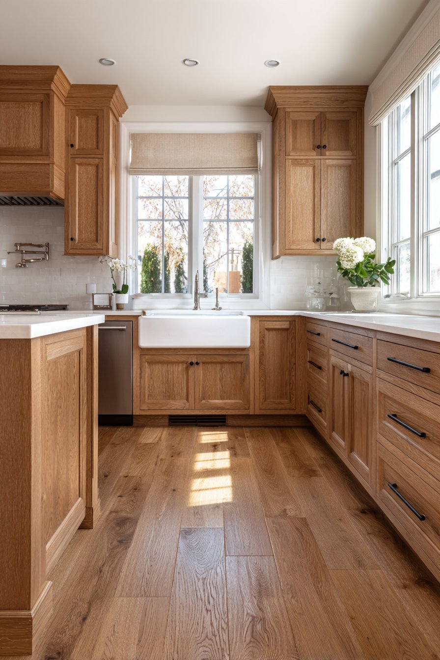 Medium Oak Kitchen with Stainless Steel Sophistication