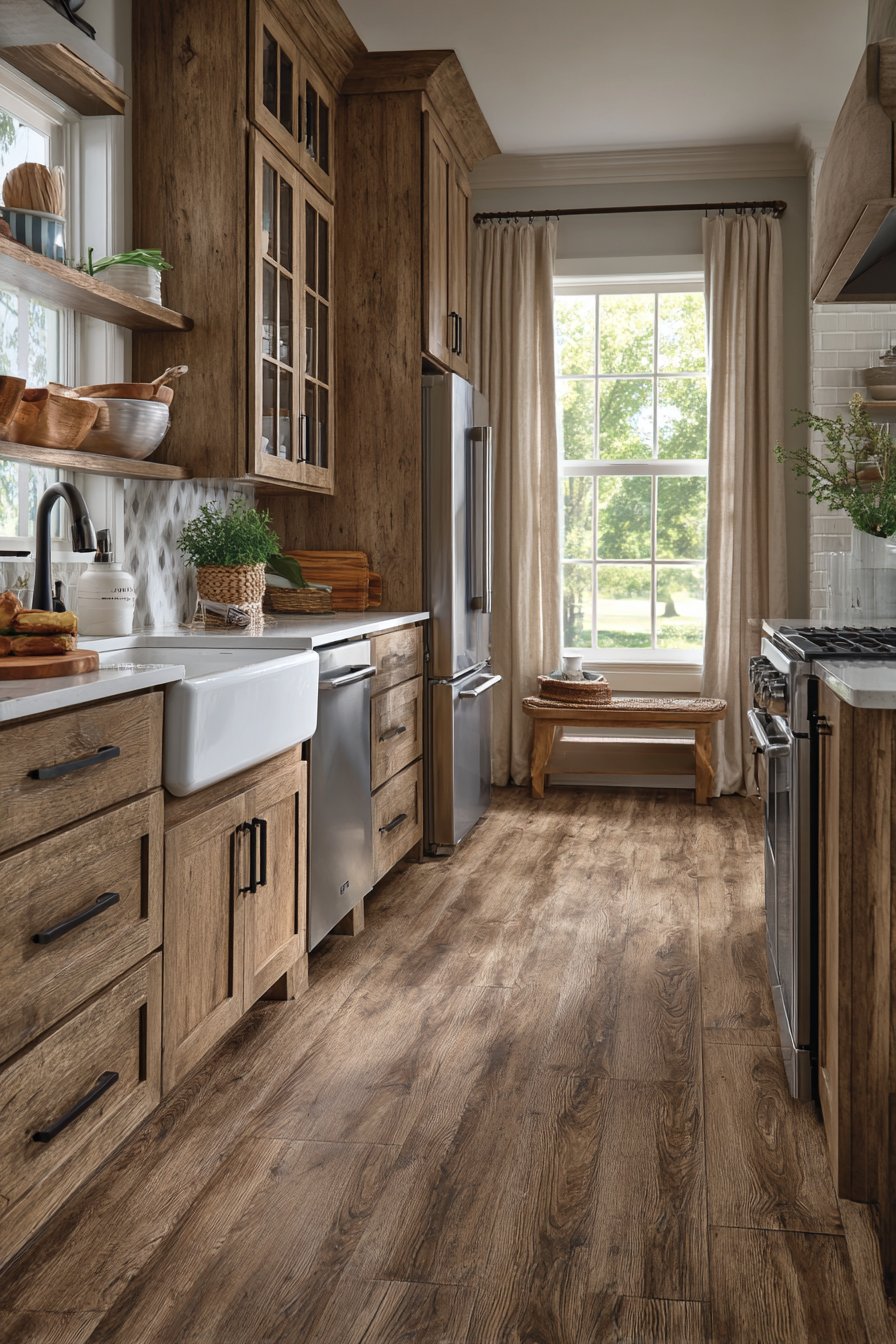 Medium Oak Kitchen with Stainless Steel Sophistication
