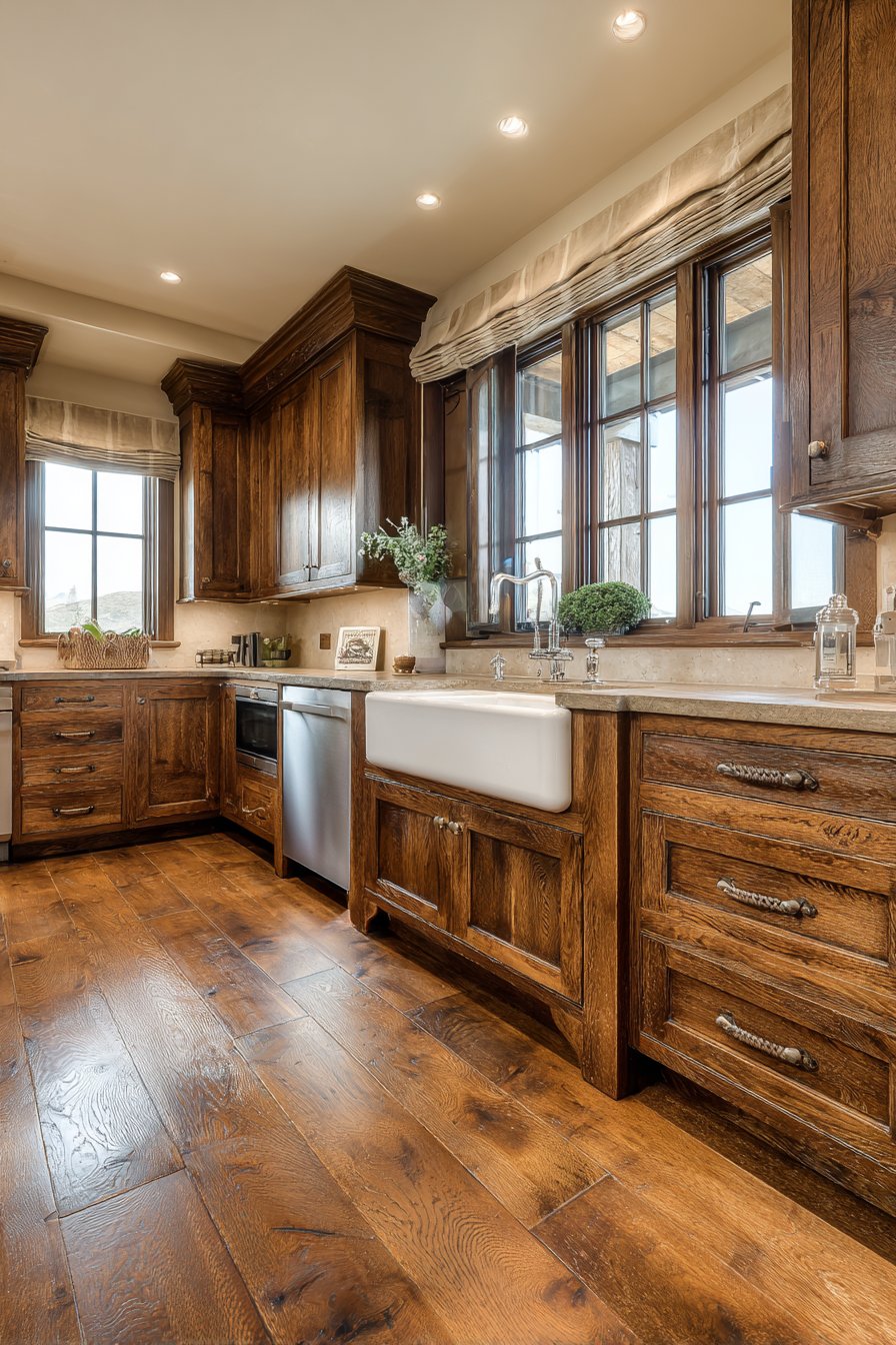 Medium Oak Kitchen with Stainless Steel Sophistication