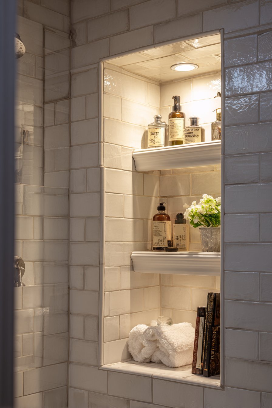 Built-In Shower Niche for Seamless Storage Integration