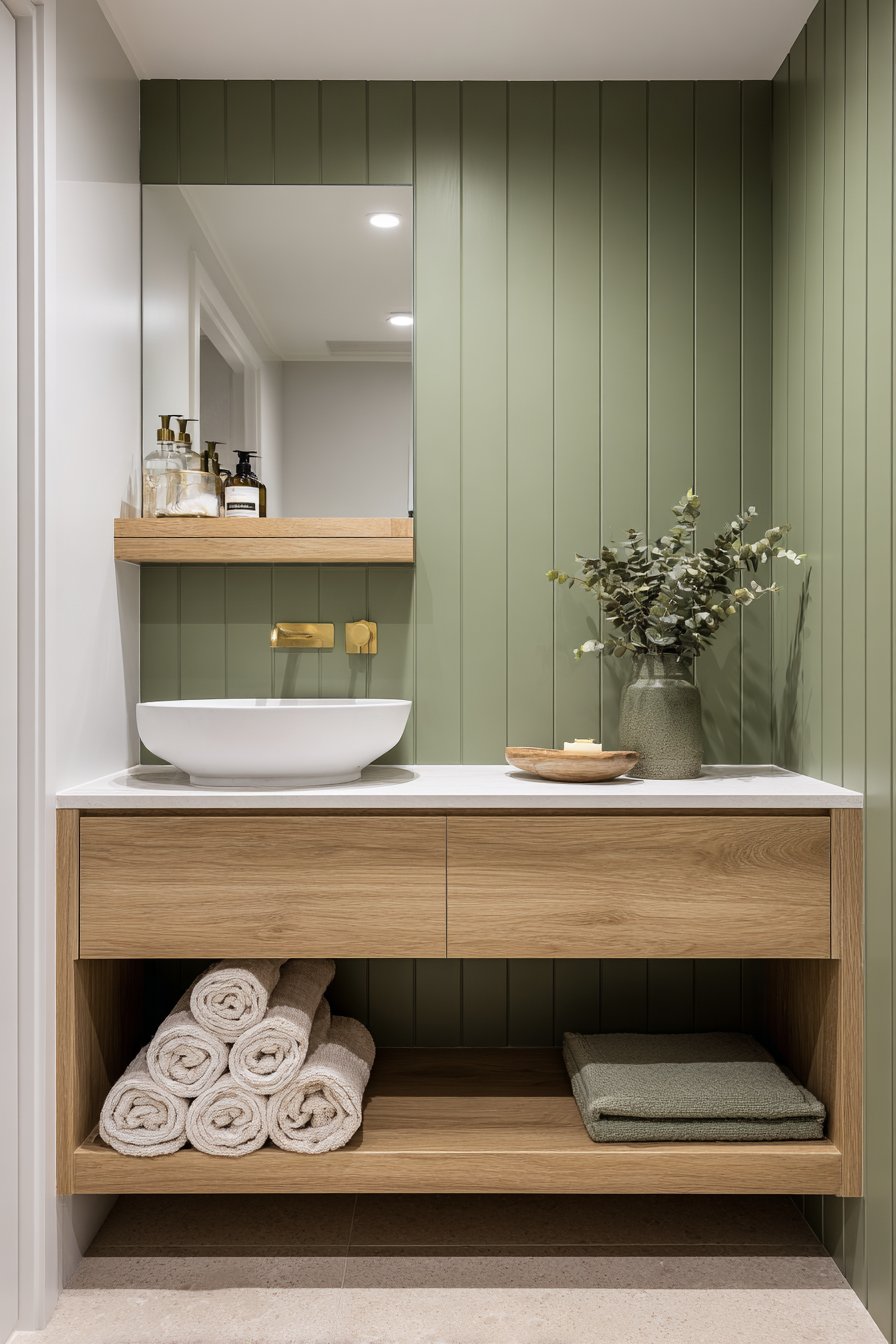 Olive Green and Natural Oak Harmony