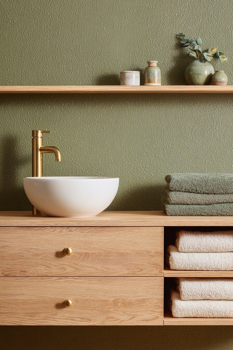 Olive Green and Natural Oak Harmony