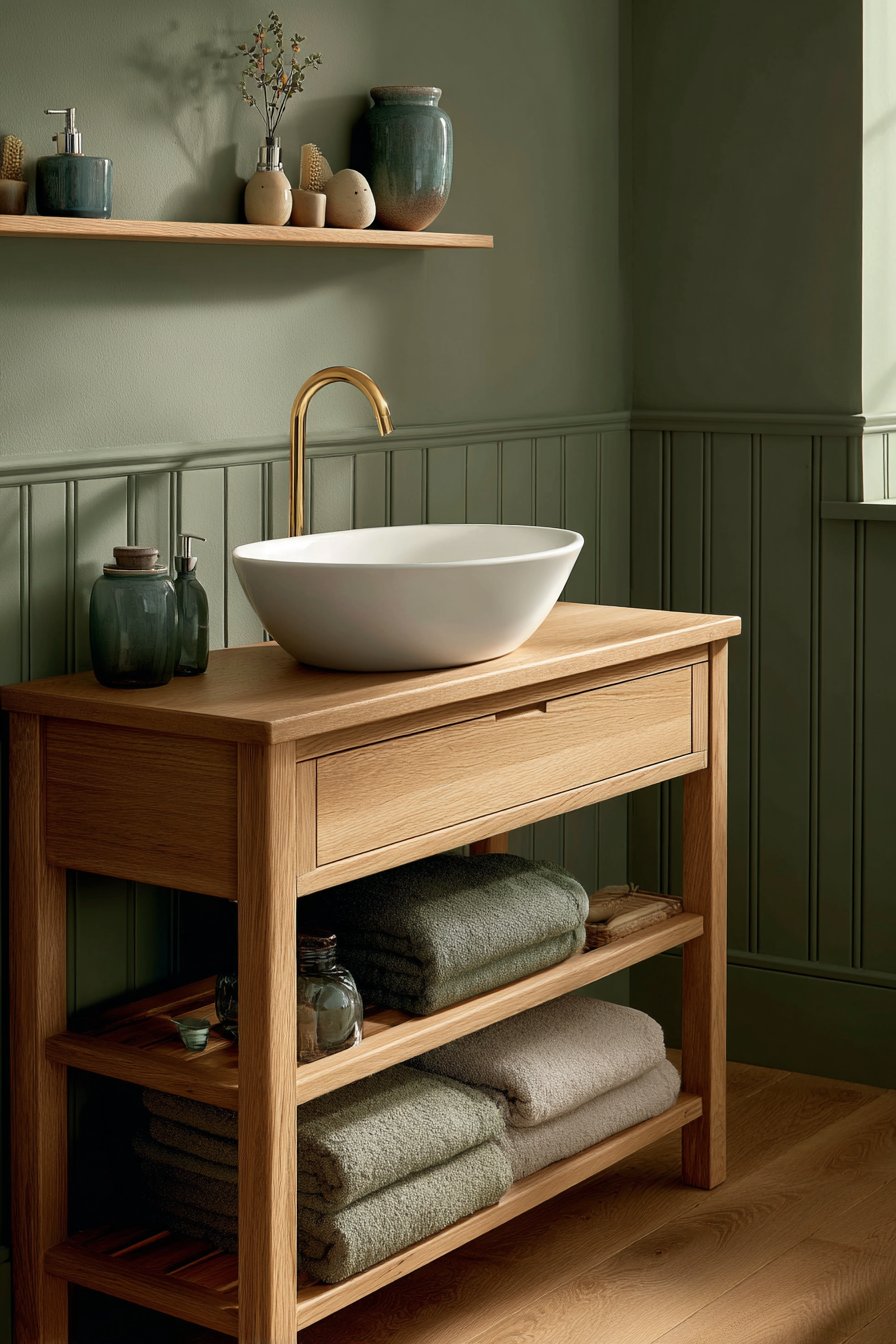 Olive Green and Natural Oak Harmony