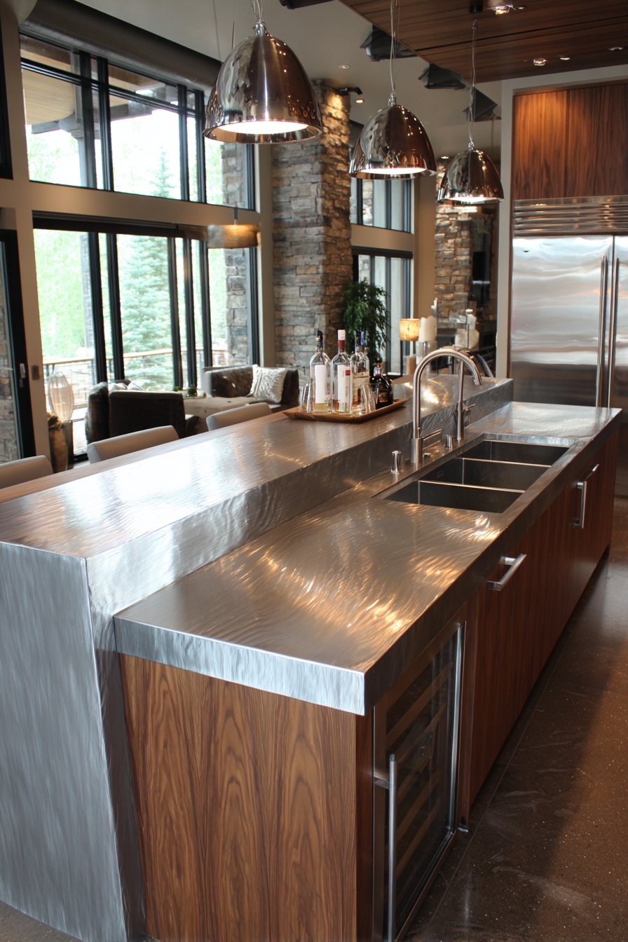 Contemporary Stainless Steel Island as Kitchen Centerpiece