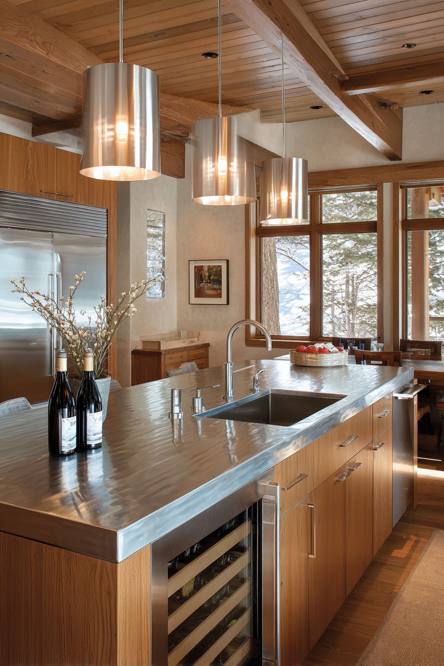 Contemporary Stainless Steel Island as Kitchen Centerpiece