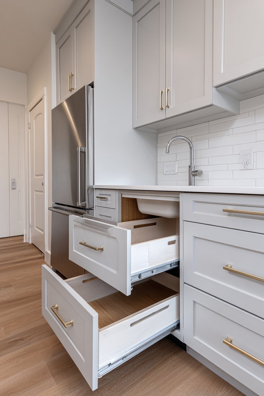 Galley Perfection in Light Grey with Brass Accents