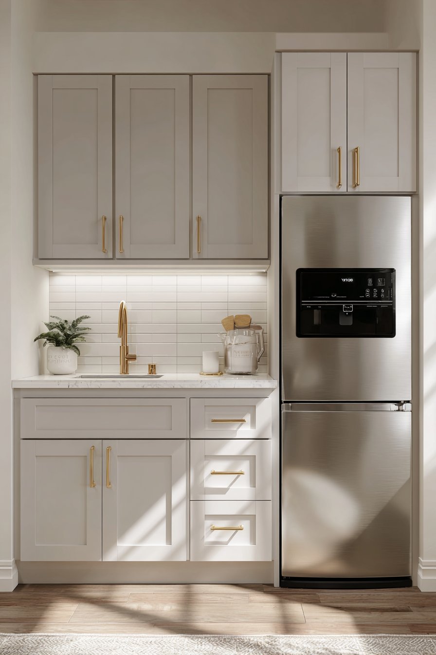 Galley Perfection in Light Grey with Brass Accents