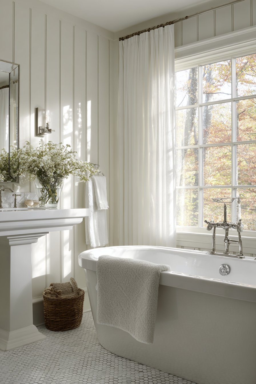 Freestanding Tub with Shiplap Paneling
