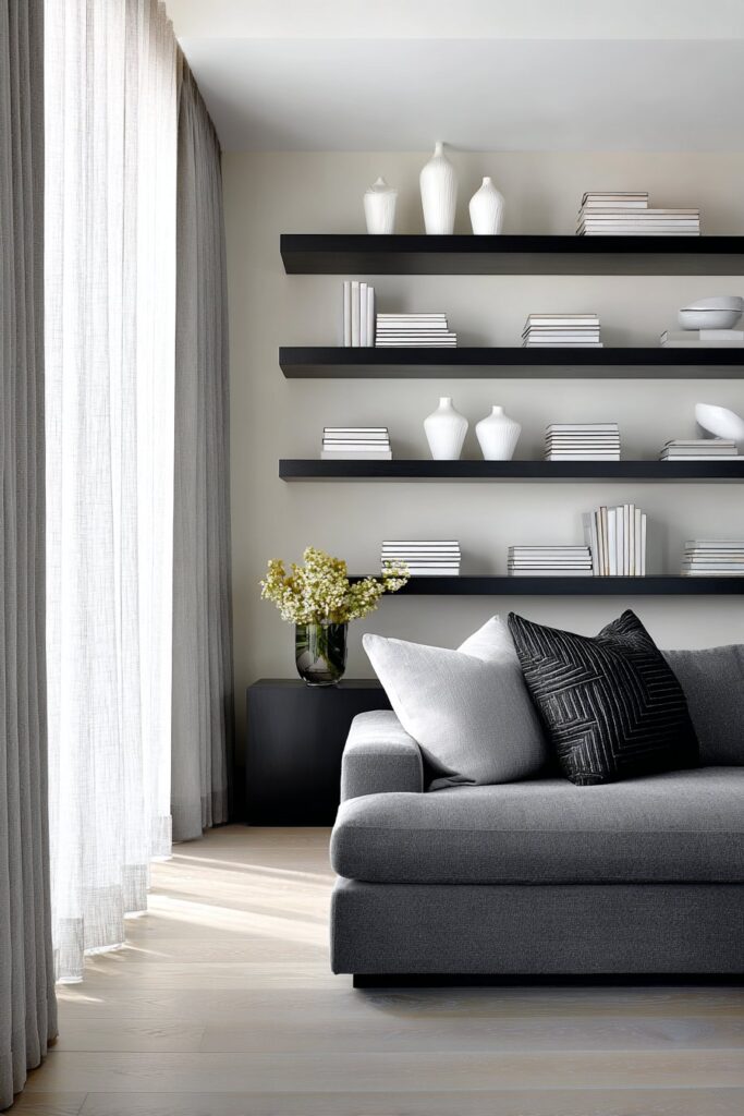 Minimalist Serenity with Built-In Storage Solutions