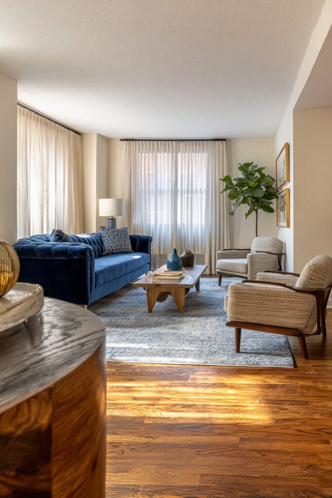 Navy Blue Velvet Statement with Gallery Wall Drama