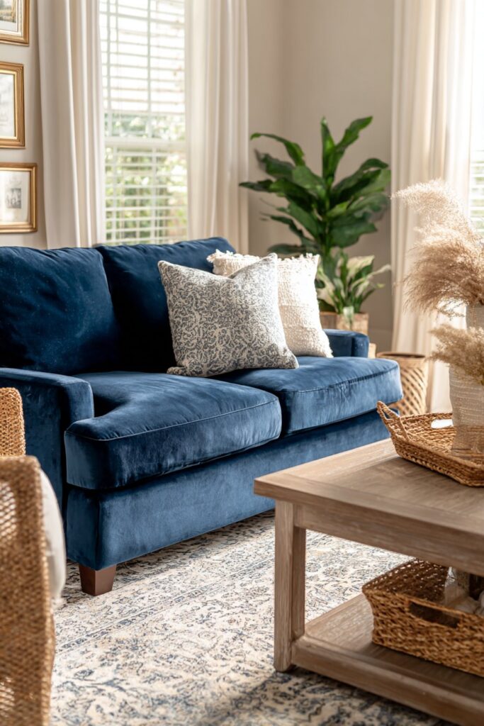 Navy Blue Velvet Statement with Gallery Wall Drama