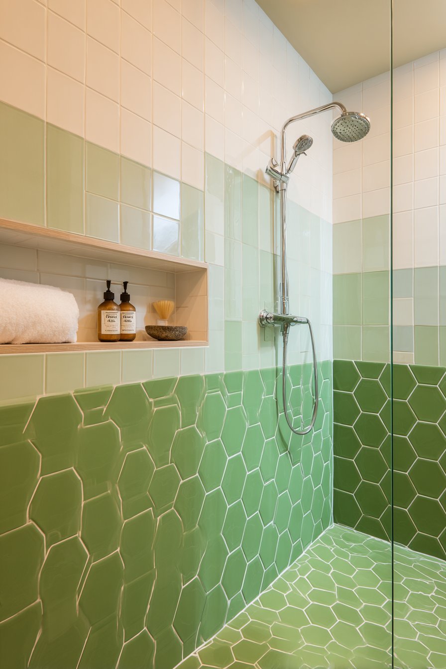 Forest Green Hexagonal Shower Haven