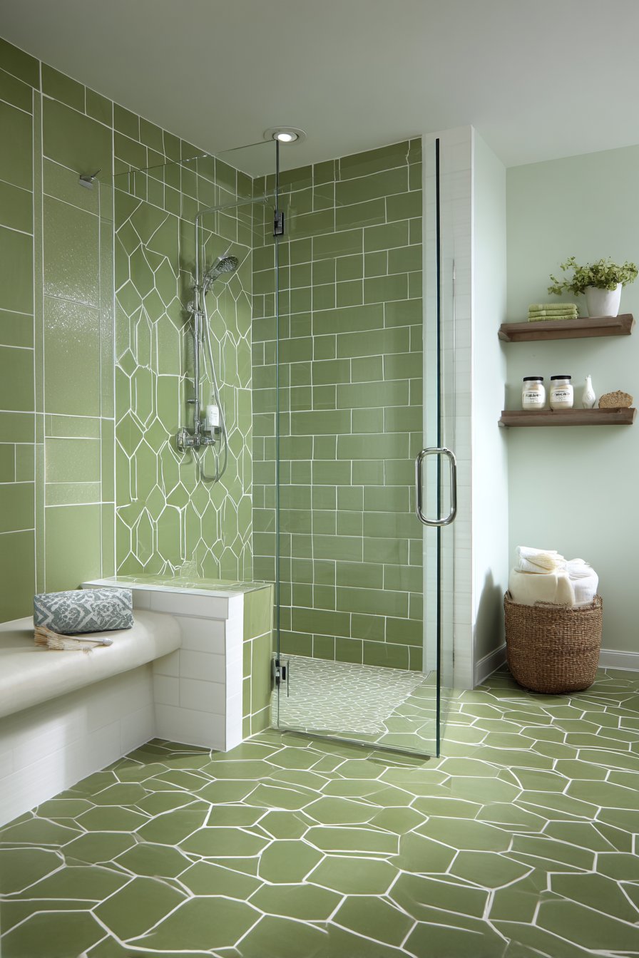 Forest Green Hexagonal Shower Haven